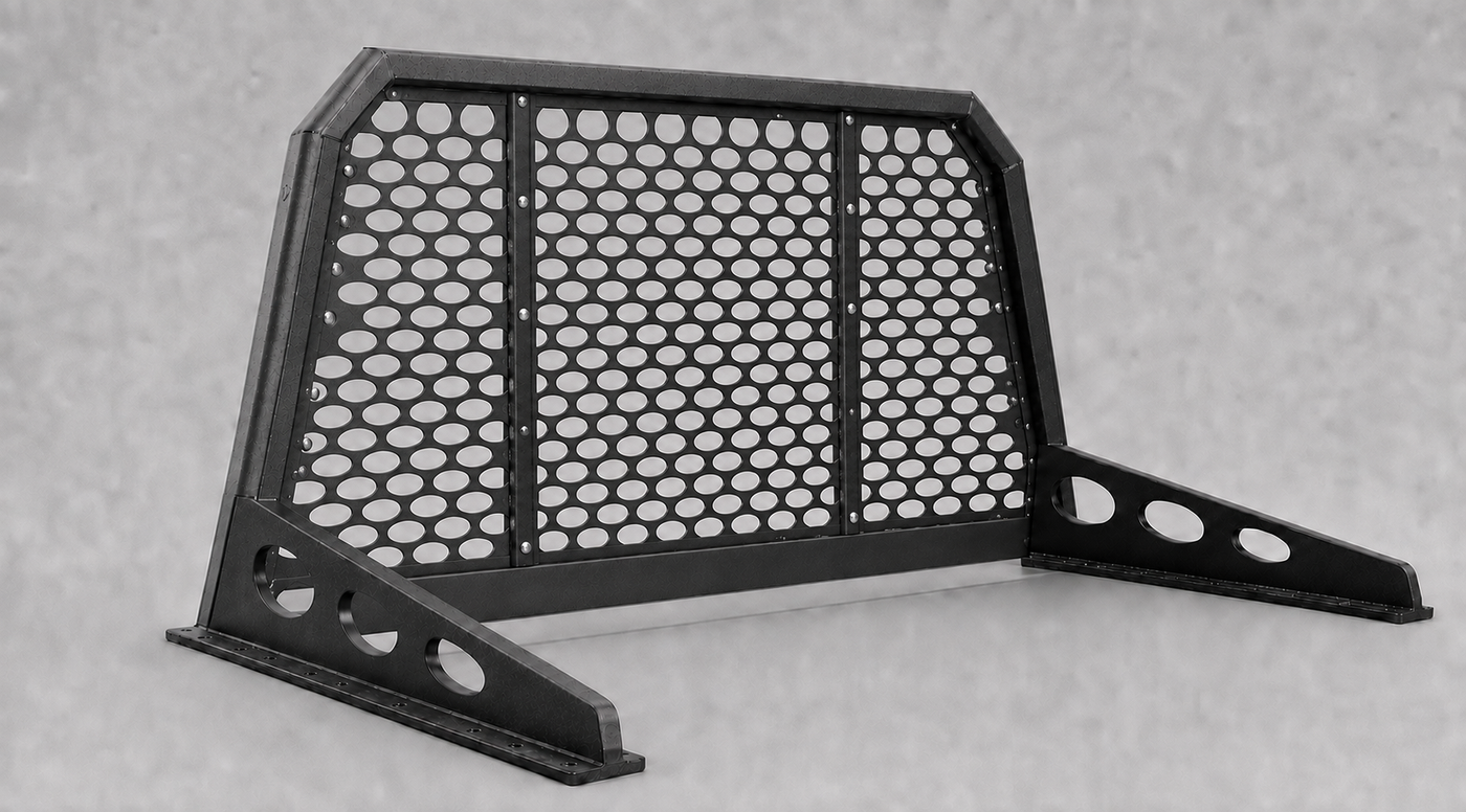 J Fab modular aluminum headache rack system with three removable center cassette concepts