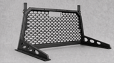 J Fab modular aluminum headache rack in work-truck configuration with removable lumber stops